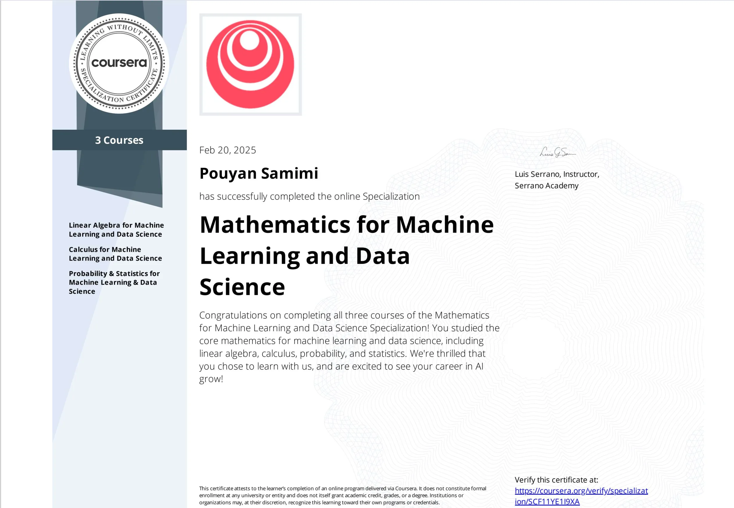 Mathematics for Machine Learning and Data Science